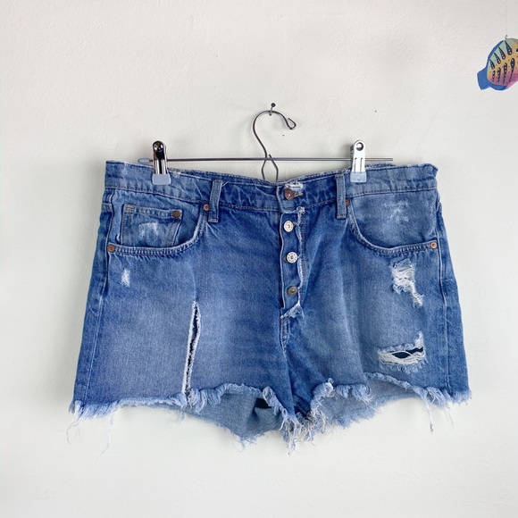 Button Fly Distressed Medium Wash H&M US 12 - Picture 2 of 6